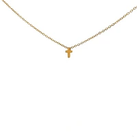 Stainless Steel Gold Plated 8.5X6mm Cross Pendant - 18"