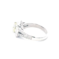 14K White Gold 1.52cttw Fancy Natural Yellow Diamond Halo Engagement Ring, 6.5