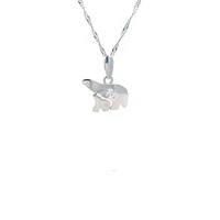 14K White  Gold 0.27cttw Diamond Mother and Cub Necklace with Singapore Chain (Spring Clasp) - Adjustable 16 & 18 Inches
