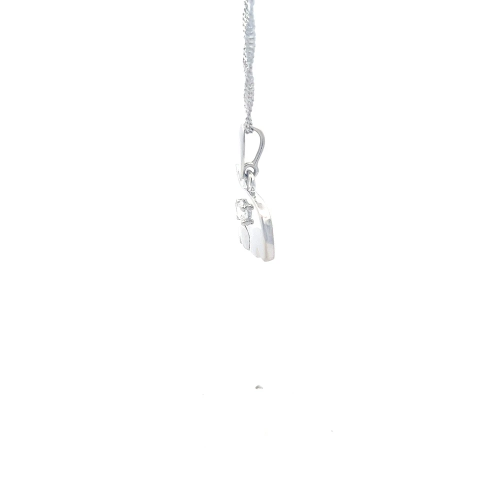 14K White  Gold 0.27cttw Diamond Mother and Cub Necklace with Singapore Chain (Spring Clasp) - Adjustable 16 & 18 Inches