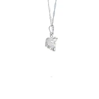 14K White  Gold 0.27cttw Diamond Mother and Cub Necklace with Singapore Chain (Spring Clasp) - Adjustable 16 & 18 Inches