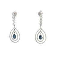14K White Gold Sapphire and Diamond Earring