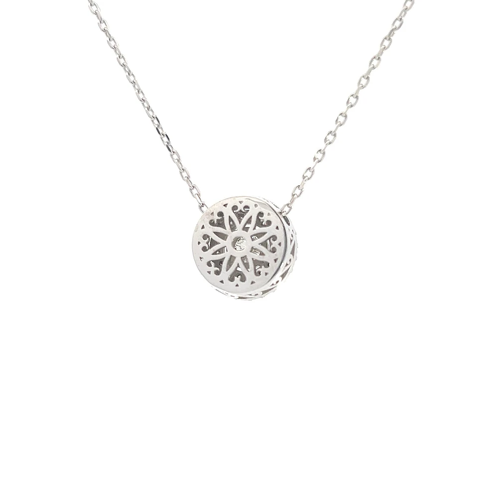 14K White Gold 1.14cttw Diamond Halo Pendant - 18"