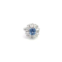 14K White Gold Sapphire & Diamond Ring