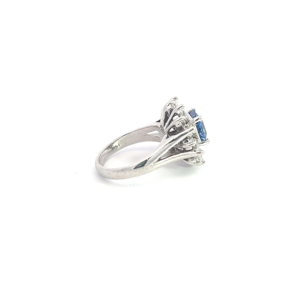 14K White Gold Sapphire & Diamond Ring