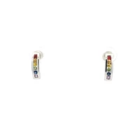 14K White Gold Rainbow Sapphire Earrings