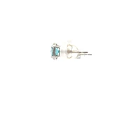 14K White Gold Blue Zircon and Diamond Earrings