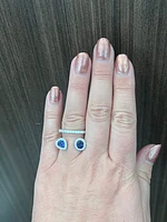 14K White Gold cttw Blue Sapphire and White Diamond Ring
