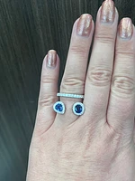 14K White Gold cttw Blue Sapphire and White Diamond Ring