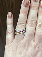 14K White Gold 1.70 cttw Multicoloured Sapphire and White Diamond Ring - 5