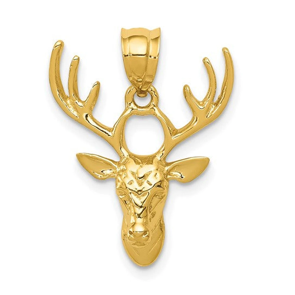 14K Yellow Gold Polished Deer Head Charm - 23mm x 18mm