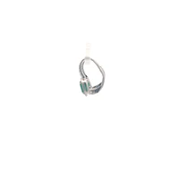 18K White Gold 0.90 cttw Emerald and White Diamond Earrings