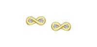 TRACKING - 10K Yellow Gold 0.05cttw Round Brilliant Cut Infinity Diamond Stud Earrings
