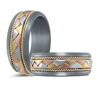 14K Tri-Tone Gold and Tantalum Mens Band