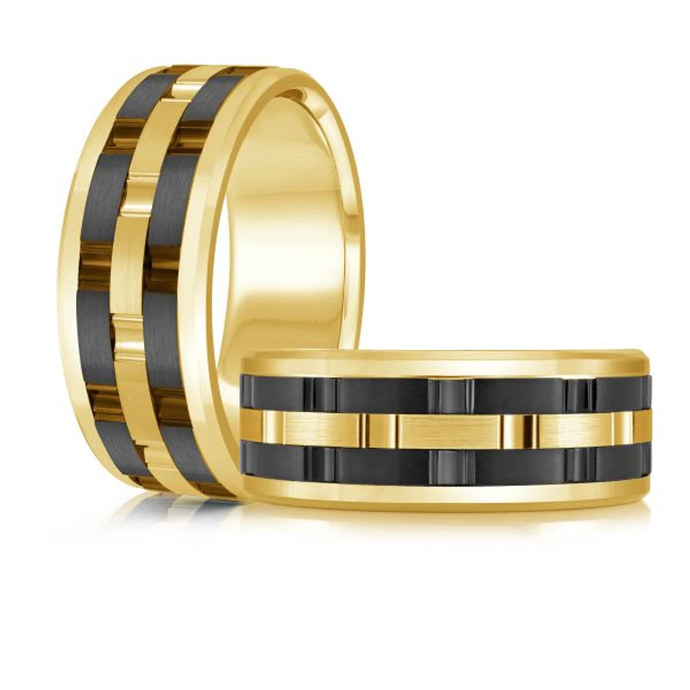 14K Yellow Gold and Titanium Mens Band