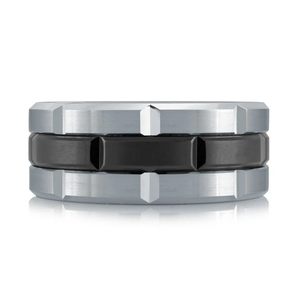 14K White Gold and Titanium Mens Band