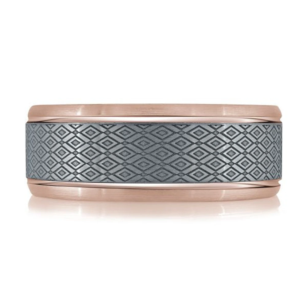 14K Rose Gold and Tantalum Mens Band