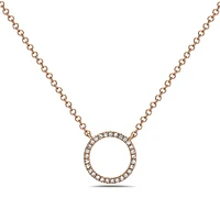 14K Rose Gold Diamond Pendant, 18"