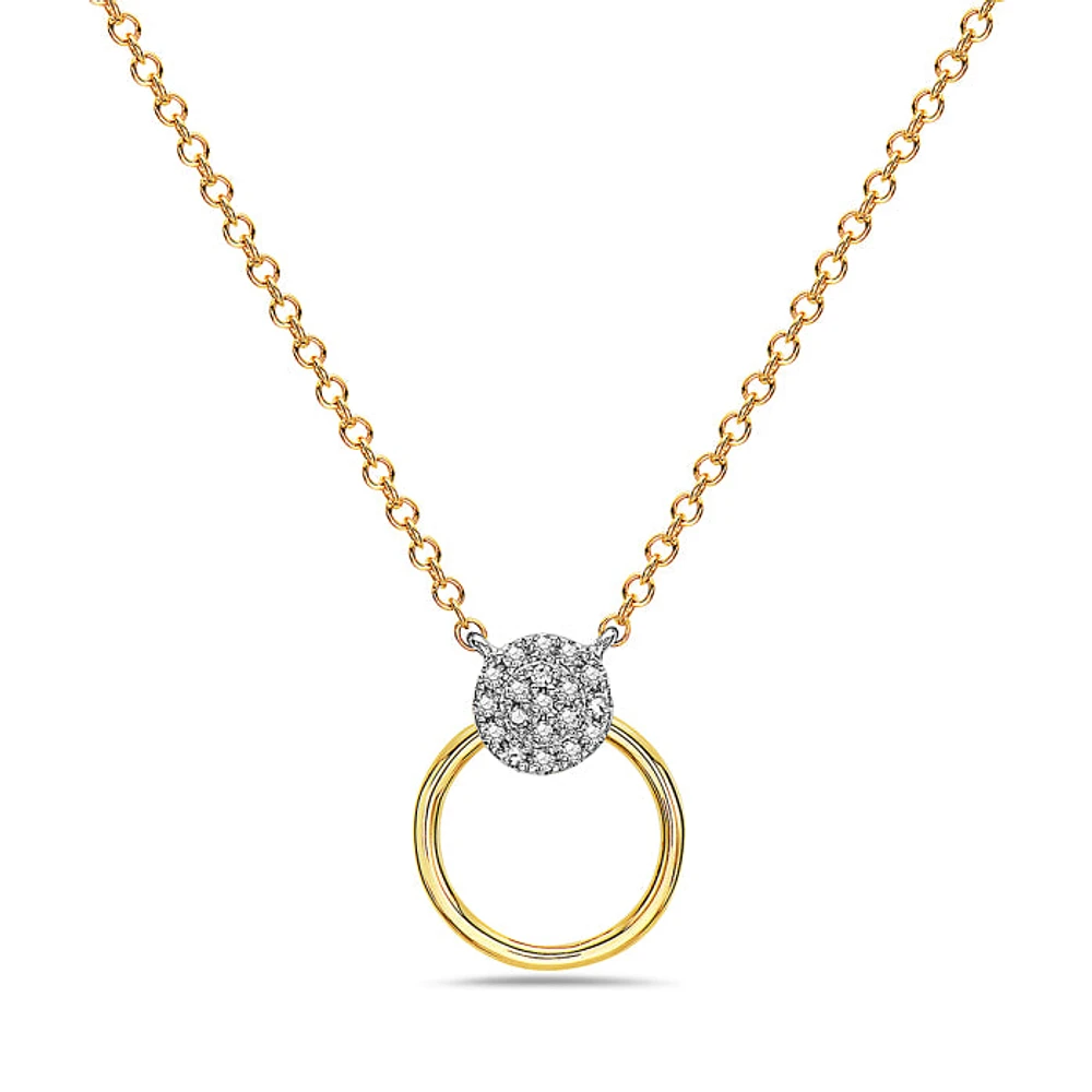 14K Yellow and White Gold 0.05 cttw Diamond Pendant