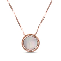14K Rose Gold 0.11 cttw Diamond and Mother of Pearl Pendant