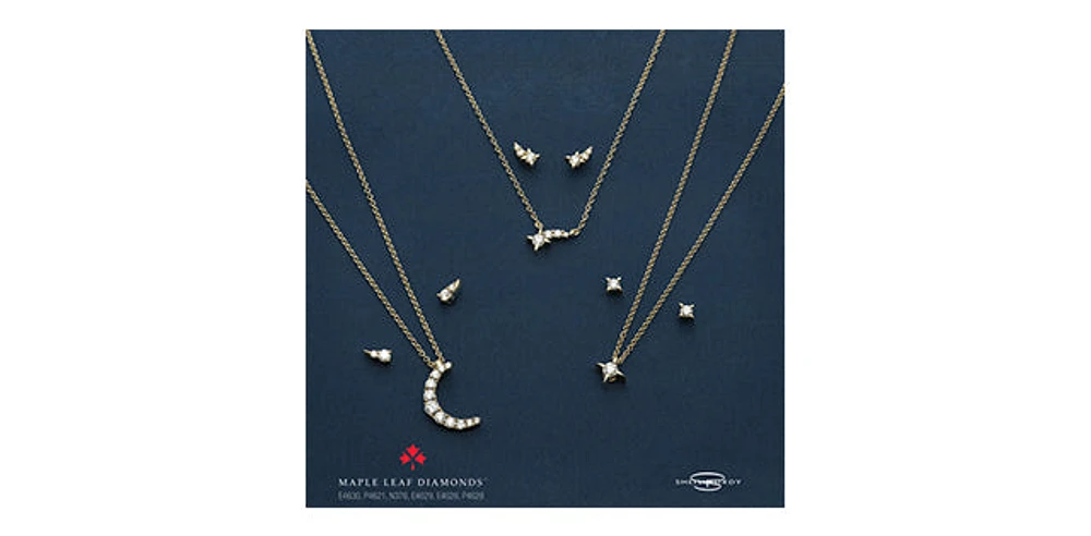 14K Yellow Gold 0.15cttw Canadian Diamond Shooting Star Necklace, 18"
