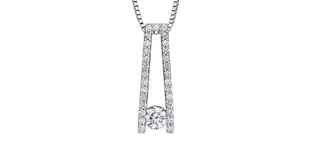 10K White Gold 0.30 cttw Canadian Diamond Pendant, 18"