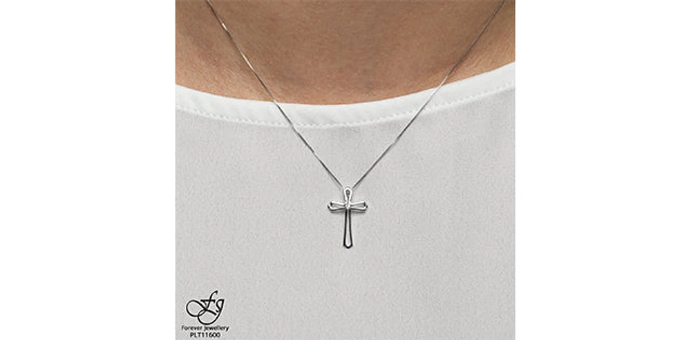 10K White Gold 0.01cttw Diamond Cross Pendant - 18"