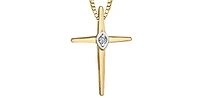 10K Yellow Gold 0.015cttw Diamond Cross Pendant