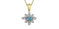 10K Yellow Gold Blue Topaz Necklace and Diamond Necklace