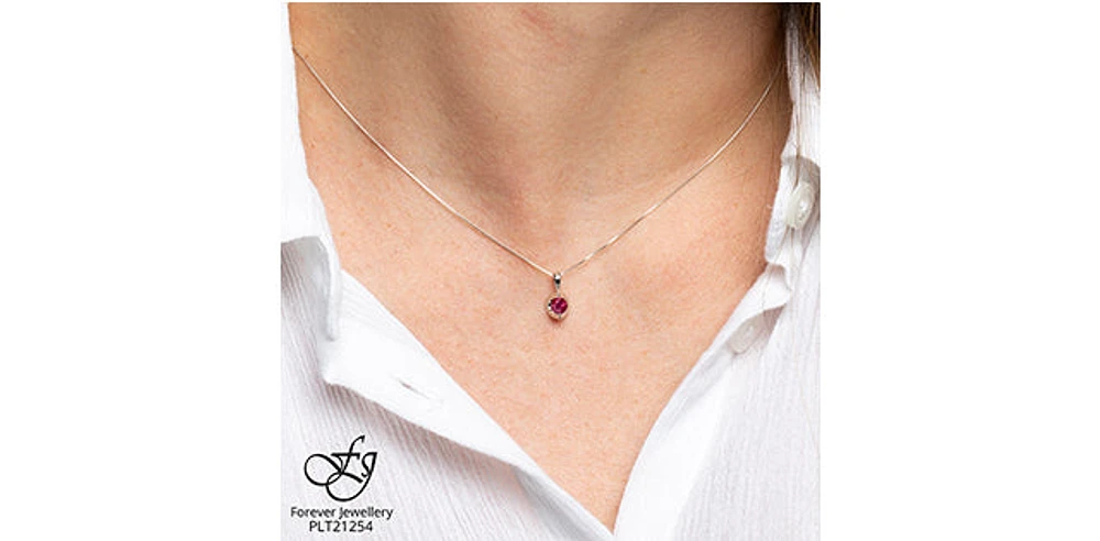 10K White Gold Genuine Ruby Pendant