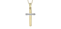 10K Yellow Gold 0.06 cttw  Diamond  Cross Pendant, 18"