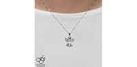 10K White Gold 0.015 cttw  Diamond  Angel Pendant, 18"