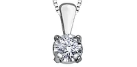 10K White Gold 0.03 cttw Diamond Illusion Set Solitaire Pendant, 18"