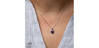 10K White Gold Amethyst and Diamond Pendant - 18"