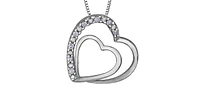 10K White Gold 0.05cttw  Diamond  Heart Pendant, 18"