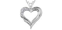 10K White Gold 0.04cttw Diamond Heart Pendant - 18"