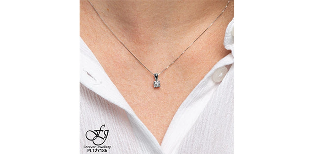 10K White Gold 0.06 cttw Diamond Illusion Set Solitaire Pendant, 18"