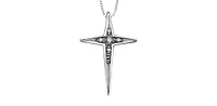 10K White Gold 0.02 cttw Diamond Cross Pendant