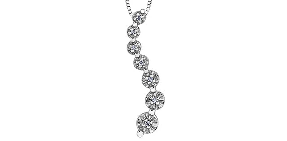 10K White Gold 0.04 cttw Diamond Journey Pendant, 18"