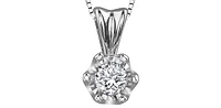 10K White Gold 0.05 cttw Diamond Solitaire Pendant, 18"