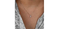 10K White Gold 0.05 cttw Diamond Solitaire Pendant, 18"