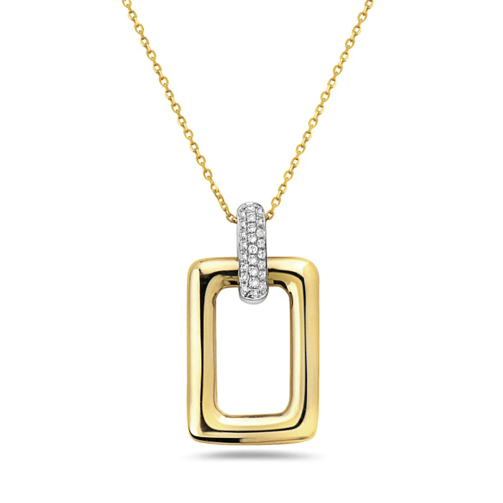 14K Two-Tone, Yellow and White Gold with 0.11cttw Diamond Pendant, 18 inches