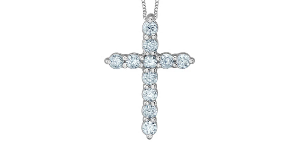 10K White Gold 0.25cttw Lab Grown Diamond  Cross Necklace - 18 Inches