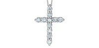 10K White Gold 0.25cttw Lab Grown Diamond  Cross Necklace - 18 Inches