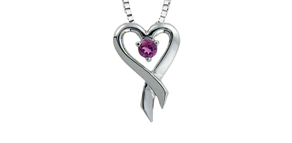 10K White Gold Pink Topaz Heart Necklace