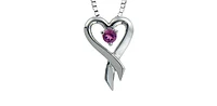 10K White Gold Pink Topaz Heart Necklace