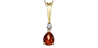 10K Yellow Gold 0.02 cttw Diamond and Garnet Pendant, 18"