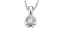 14K White Gold 0.10cttw Canadian Diamond Mezza Luna Necklace