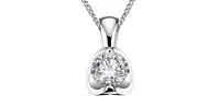 10K White Gold 0.04 cttw Diamond Solitaire Mezza Luna Pendant, 18"