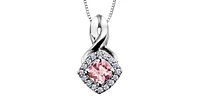 10K White Gold Pink Tourmaline & Diamond Pendant